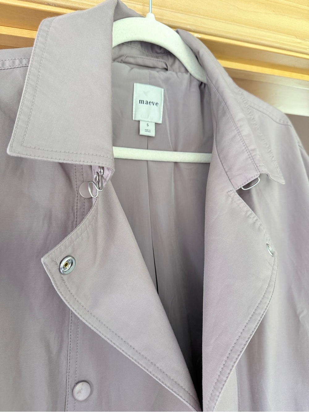 Maeve Mauve Double-Breasted Long Trench Coat - Picture 3 of 5